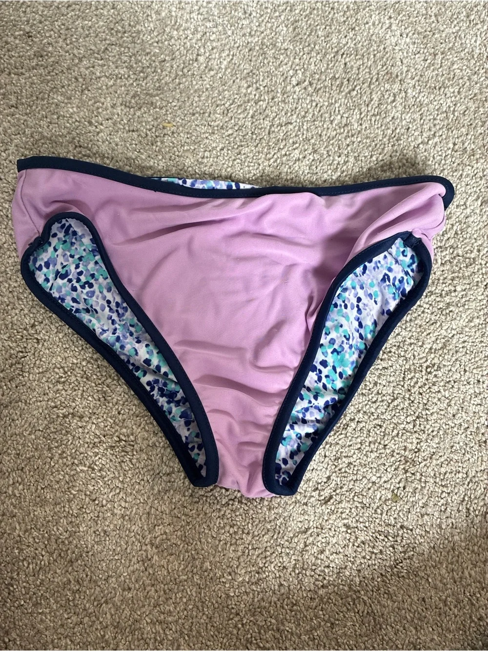 Eddie Bauer reversible Lilac Girls' Two-Piece Swim Set with Navy Trim